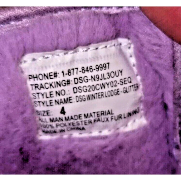 DSG (Dick's Sporting Good) Purple Sparkly Winter Snow Boots Size 4 - Picture 6 of 6